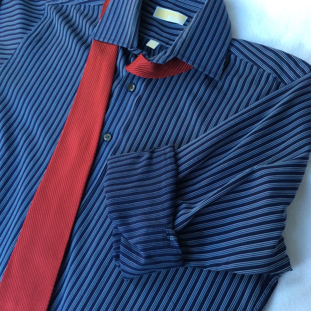 Michael Kors Men’s Long Sleeve Blue Dress Shirt, L